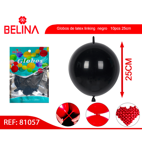 Globos de latex linking  negro   10pcs 25cm 