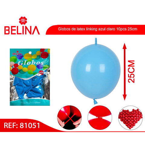 Globos de latex linking azul claro 10pcs 25cm 