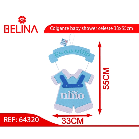 Colgante baby shower celeste 33x55cm 