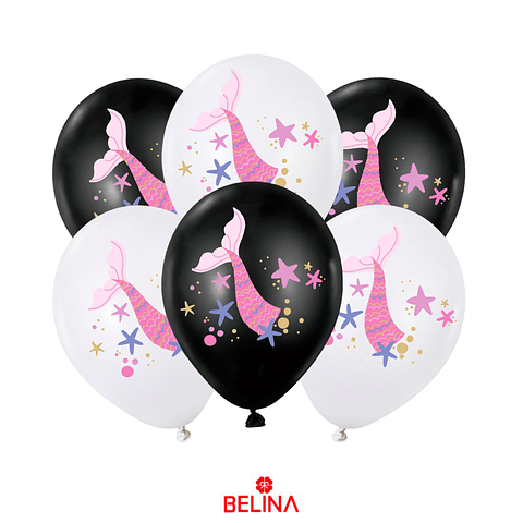 Set deglobos de latex cola de sirena 6pcs