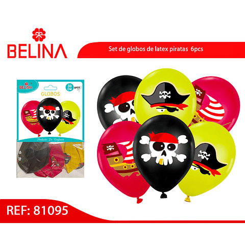 Set de globos de latex piratas  6pcs