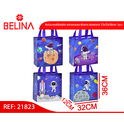 Bolsa reutilizable astronauta diseño aleatorio 12x32x36cm 1pcs