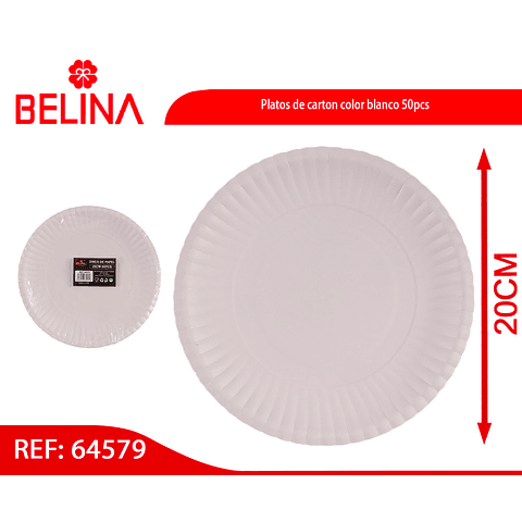 Platos de carton color blanco 50pcs