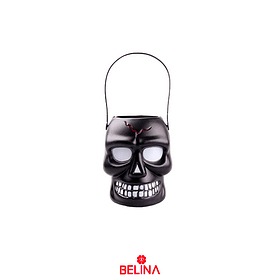 Cubo calavera grande negro Halloween 14x28cm