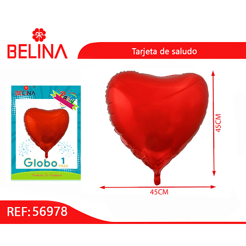 Globo metalico corazón rojo 18 pulgadas 6unidades