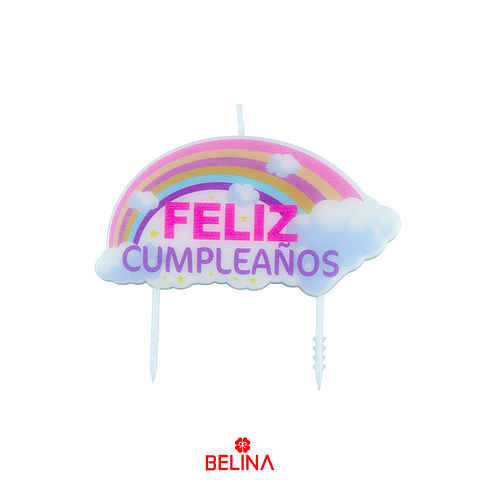 Vela feliz cumpleaños arcoiris 7.5x9cm 