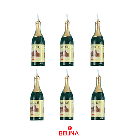 Set de velas botellas de champagne 6pcs