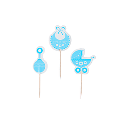 Set de toppers baby shower celeste 9cm 1pcs