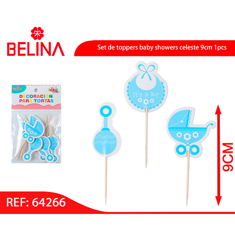 Set de toppers baby shower celeste 9cm 1pcs