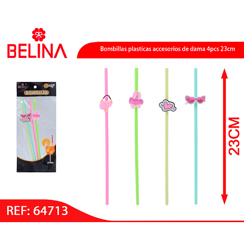 Bombillas plasticas accesorios de dama 4pcs 23cm 