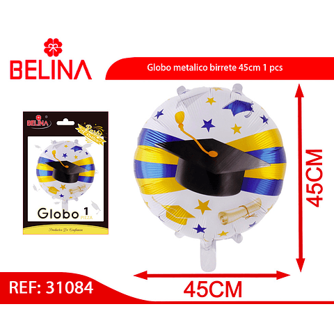 Globo metalico birrete 45cm 1 pcs