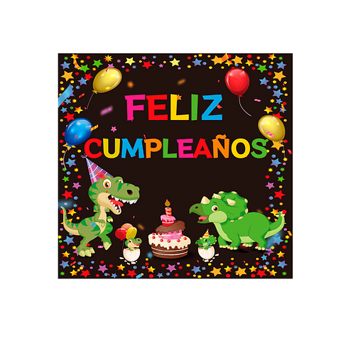 Fondo feliz cumpleaños dinosaurio 68x68cm 