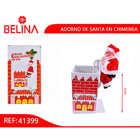 Viejo pascuero en chimenea con movimiento y sonido