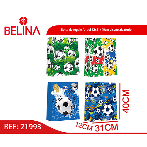 Bolsa de regalo futbol 12x31x40cm diseño aleatorio 