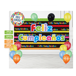 Set de decoracion feliz cumpleaños 17pcs