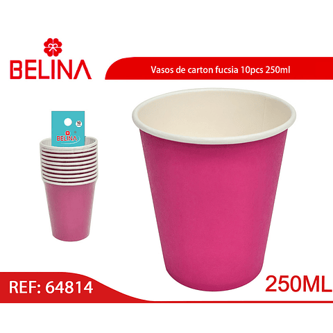 Vasos de carton fucsia 10pcs 250ml 