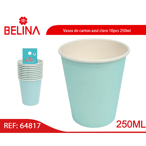 Vasos de carton azul claro 10pcs 250ml 