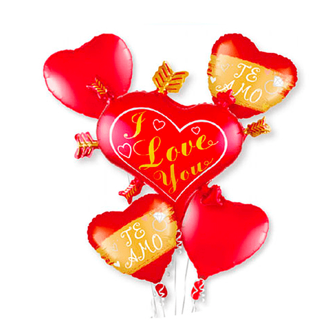 Set de globos metalicos love you 5pcs