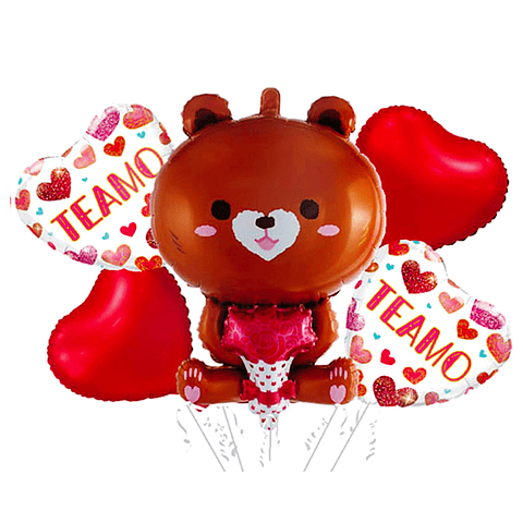 Set de globo metálico oso de amor 5pcs