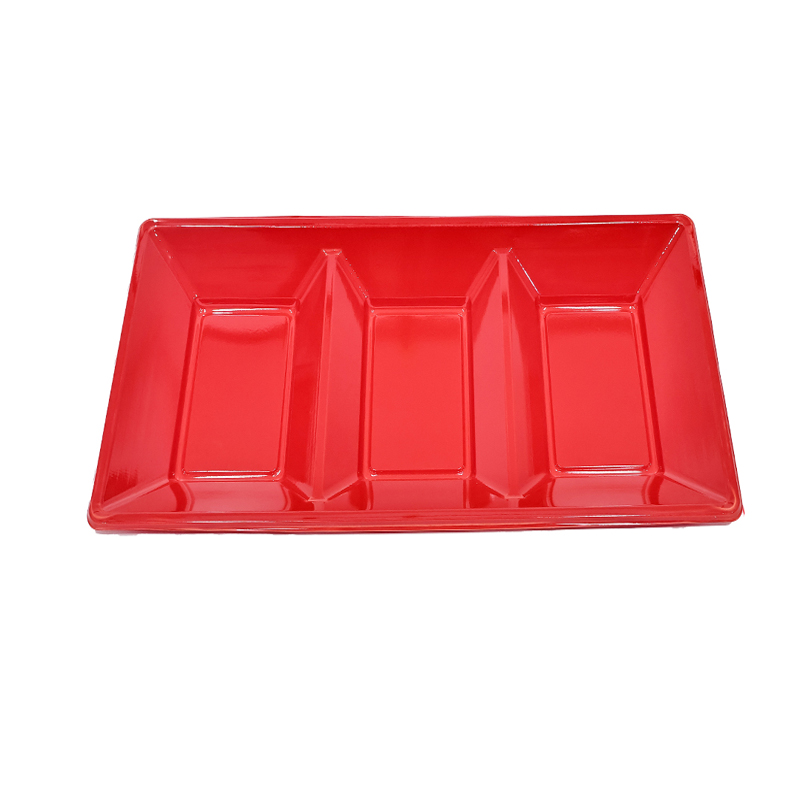 Bandeja rectangular roja con divisiones 18x38 cm 2pcs