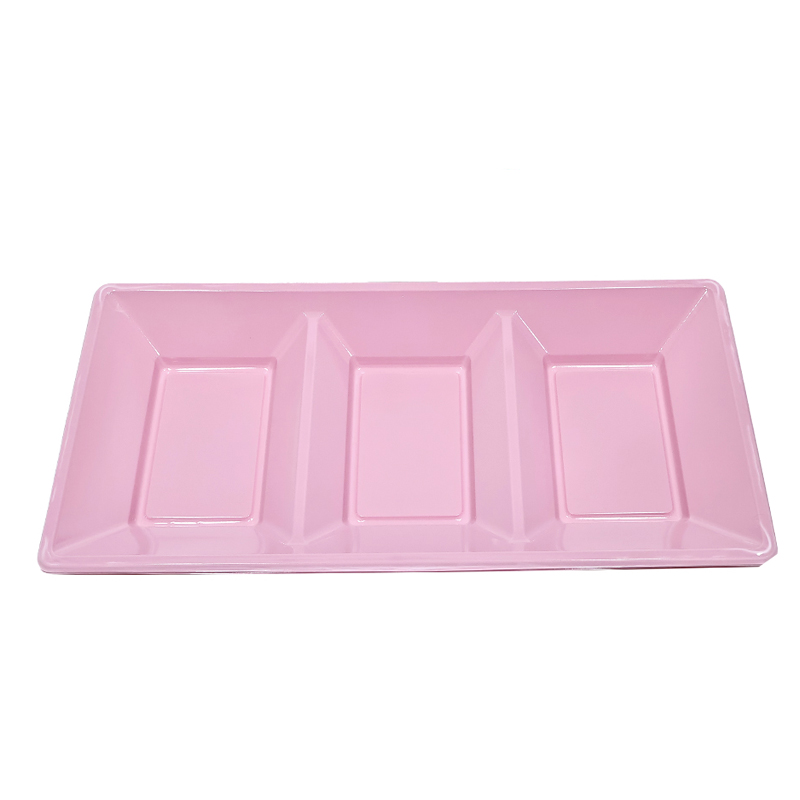 Bandeja rectangular rosa con divisiones 18x38 cm 2pcs