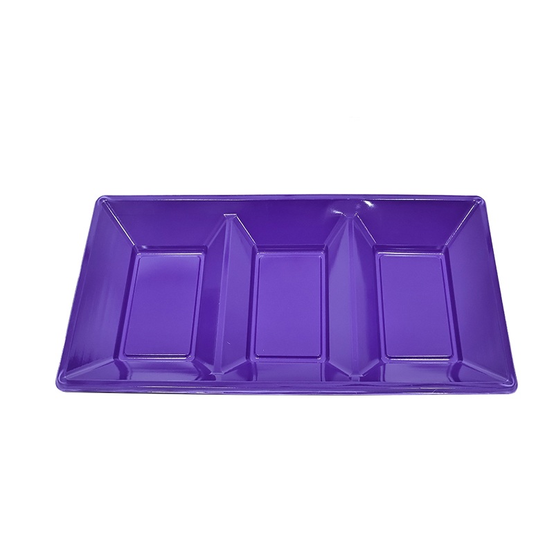 Bandeja rectangular morado con divisiones 18x38 cm 2pcs