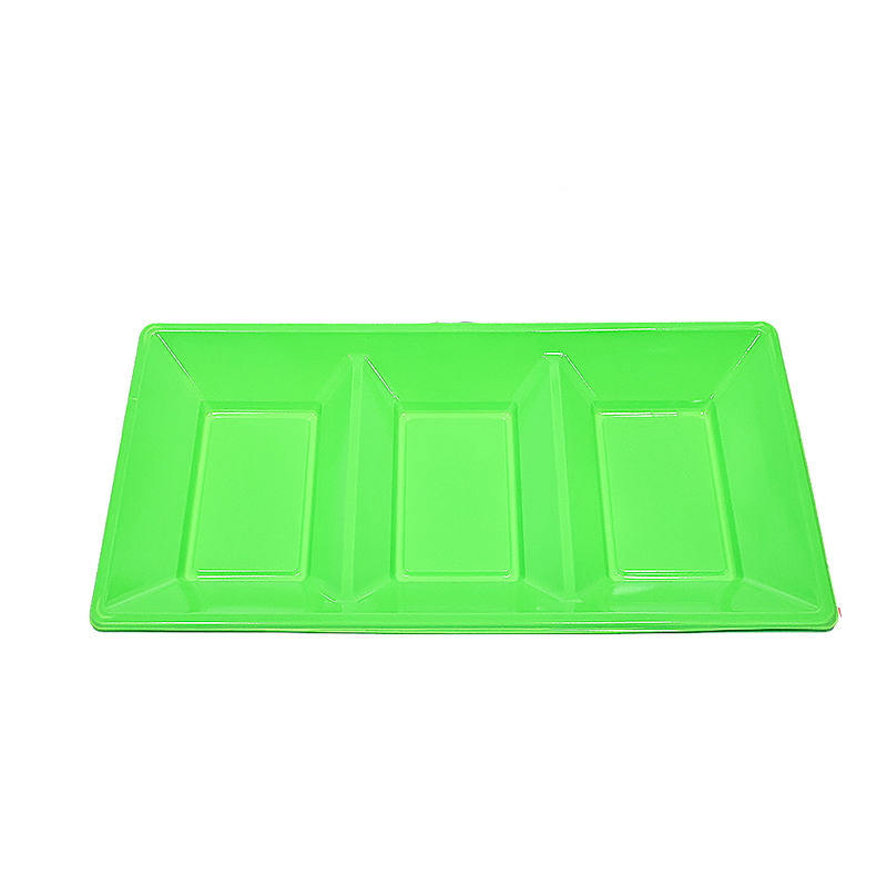 Bandeja rectangular verde con divisiones 18x38 cm 2pcs
