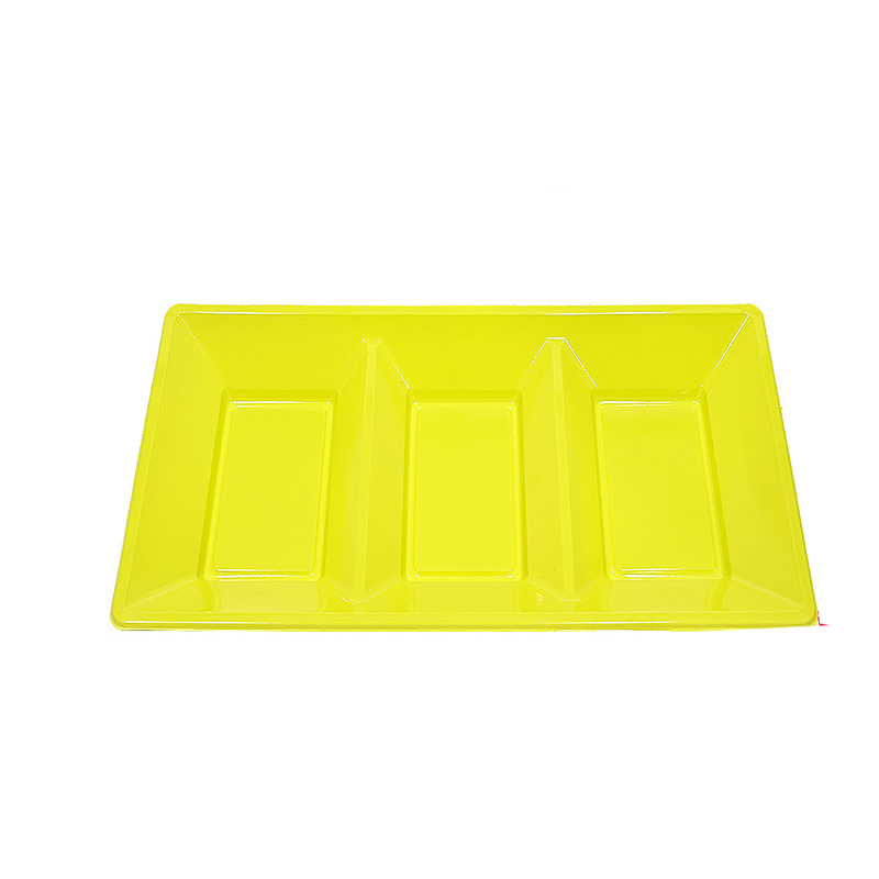Bandeja rectangular amarillo con divisiones 18x38 cm 2pcs