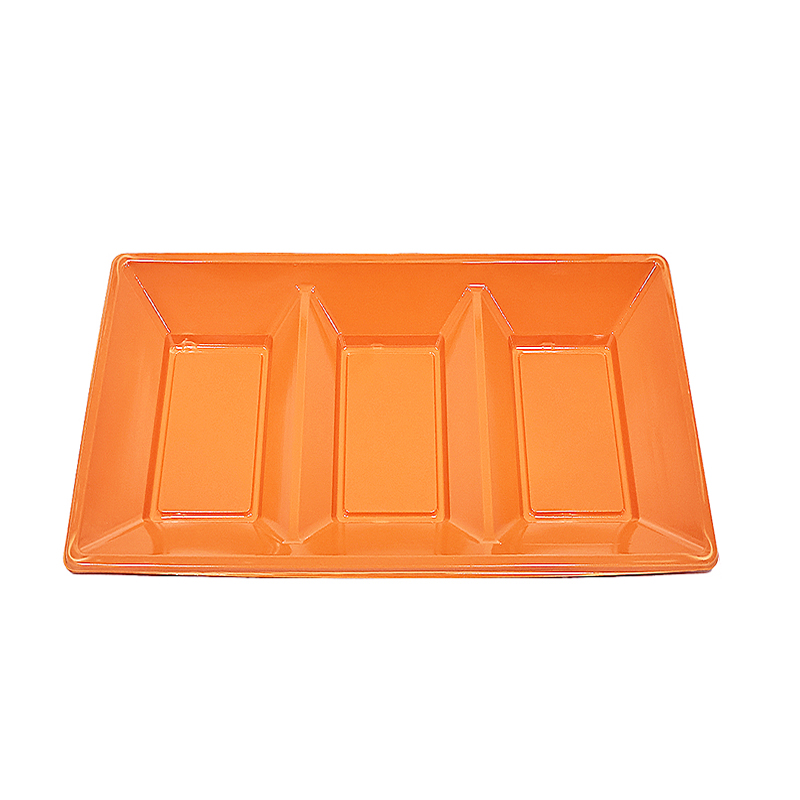 Bandeja rectangular naranja con divisiones 18x38 cm 2pcs