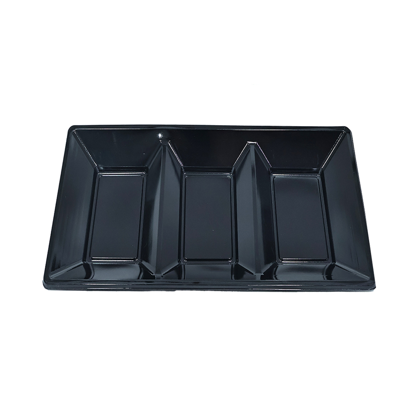 Bandeja rectangular negro con divisiones 18x38 cm 2pcs