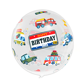Globo burbuja auto Happy Birthday 80cm