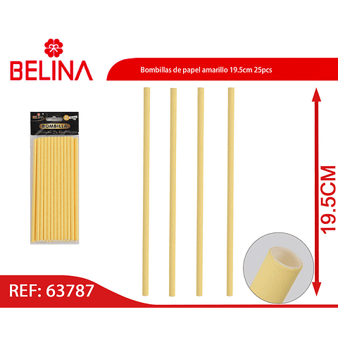 Bombillas de papel amarillo 19.5cm 25pcs