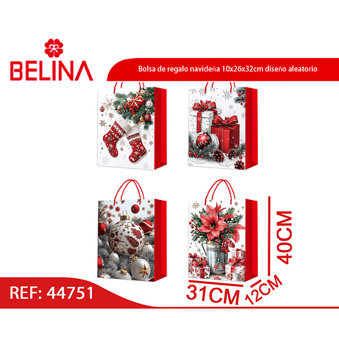 Bolsa de regalo navideña 10x26x32cm diseño aleatorio 