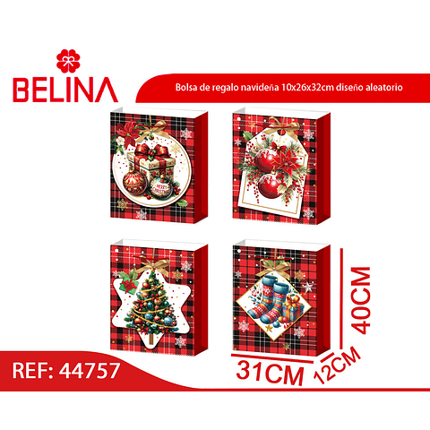 Bolsa de regalo navideña 10x26x32cm diseño aleatorio 