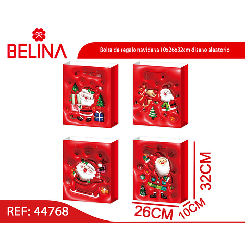 Bolsa de regalo navideña 10x26x32cm diseño aleatorio 