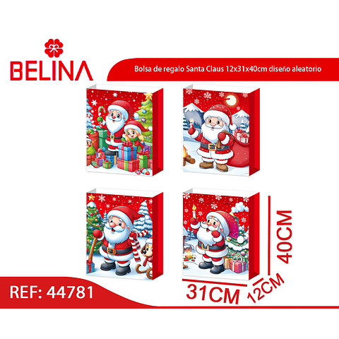 Bolsa de regalo Santa Claus 12x31x40cm diseño aleatorio 