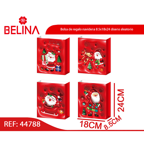 Bolsa de regalo navideña 8.5x18x24 diseño aleatorio 