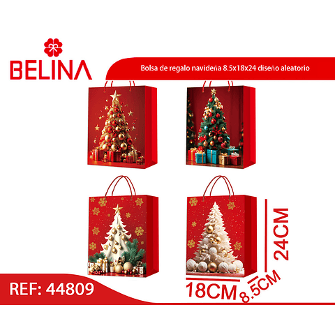 Bolsa de regalo navideña 8.5x18x24 diseño aleatorio 
