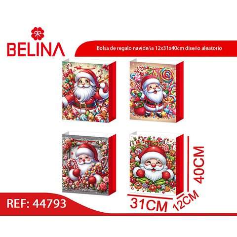 Bolsa de regalo navideña 12x31x40cm diseño aleatorio 