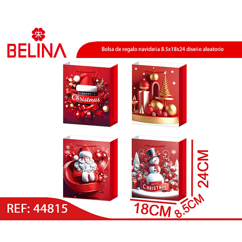 Bolsa de regalo navideña 8.5x18x24 diseño aleatorio 