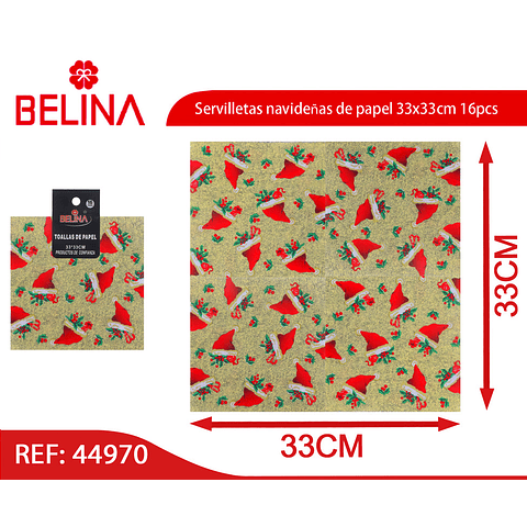 Servilletas navideñas de papel 33x33cm 16pcs