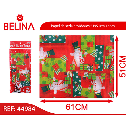 Papel de seda navideños 51x51cm 16pcs