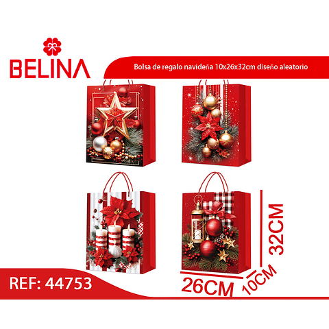 Bolsa de regalo navideña 10x26x32cm diseño aleatorio 