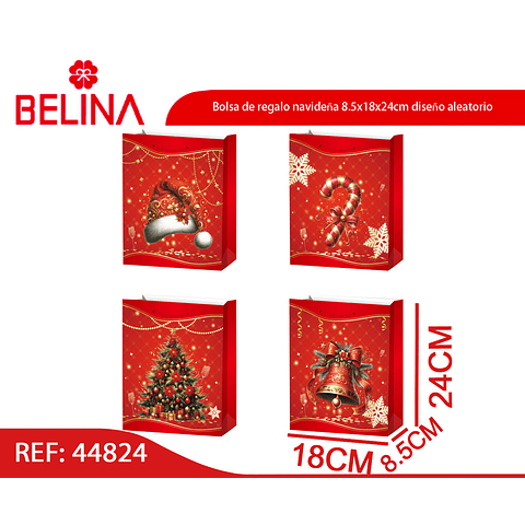 Bolsa de regalo navideña 8.5x18x24cm diseño aleatorio