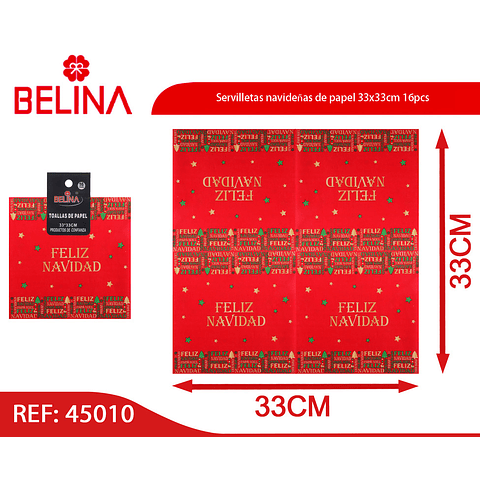 Servilletas navideñas de papel 33x33cm 16pcs