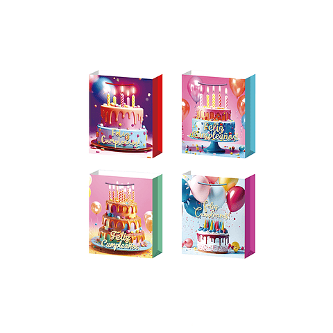 Bolsa de regalo feliz cumpleaños 10x26x32cm color aleatorio 