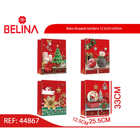 Bolsa de papel navideña 12.5x25.5x33cm 