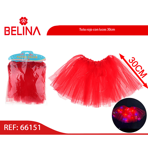 Tutu rojo con luces 30cm 