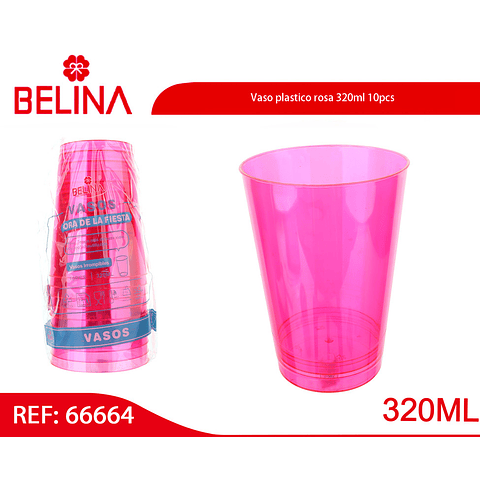 Vaso plastico rosa 320ml 10pcs