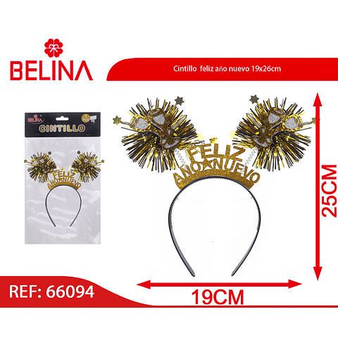 Cintillo  feliz año nuevo 19x26cm